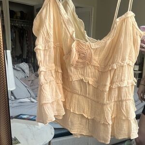 NWT Zara Women's Cream Ruffle Top